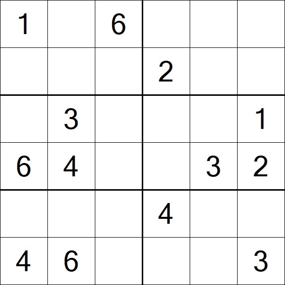 Sudoku 6x6 - Mittel