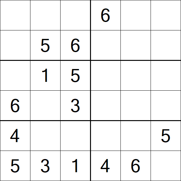Sudoku 6x6 - Mittel