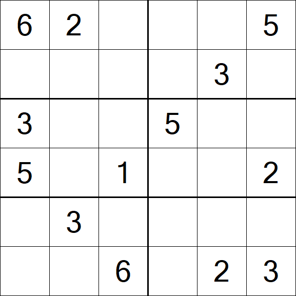 Sudoku 6x6 - Mittel