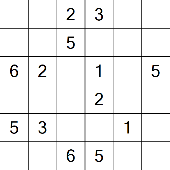 Sudoku 6x6 - Mittel