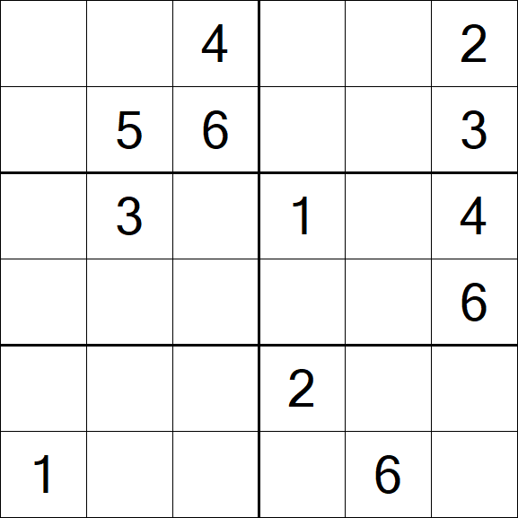 Sudoku 6x6 - Mittel