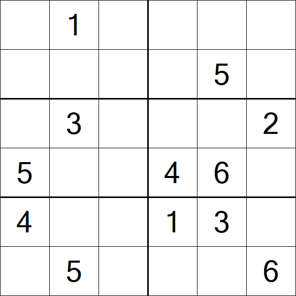 Sudoku 6x6 - Mittel