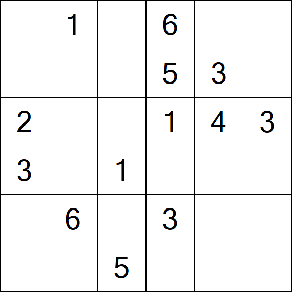 Sudoku 6x6 - Mittel