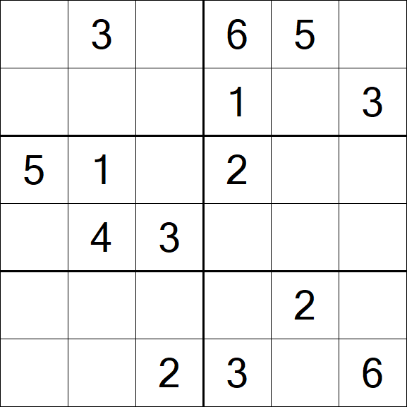 Sudoku 6x6 - Mittel