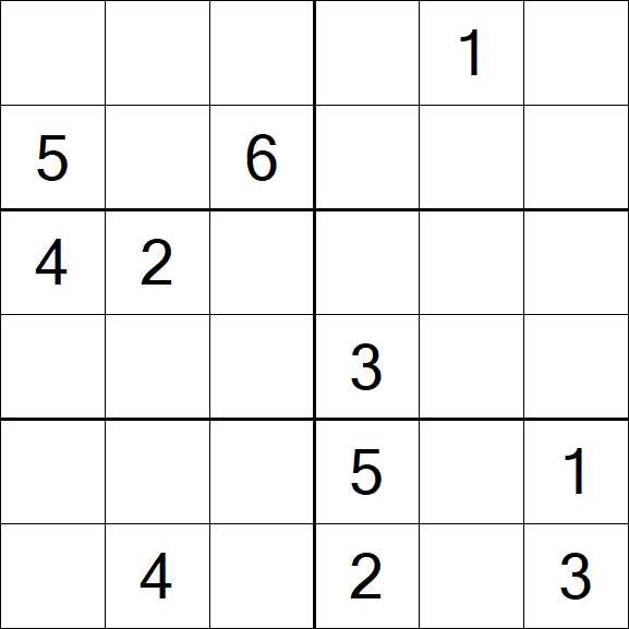 Sudoku 6x6 - Mittel
