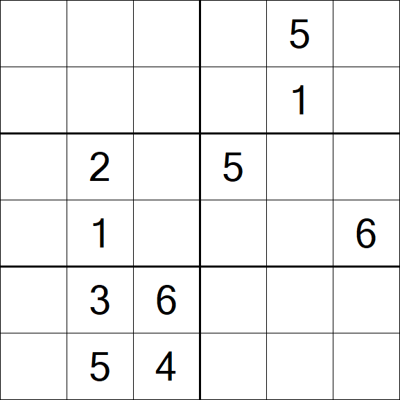 Sudoku 6x6 - Mittel