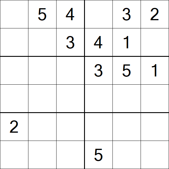 Sudoku 6x6 - Mittel