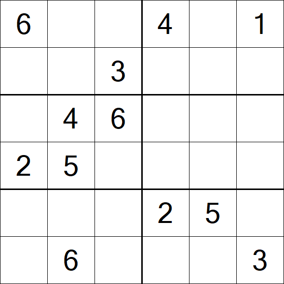 Sudoku 6x6 - Mittel