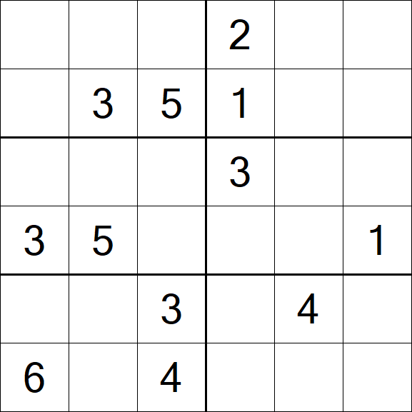 Sudoku 6x6 - Medium