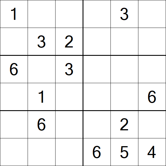 Sudoku 6x6 - Medium
