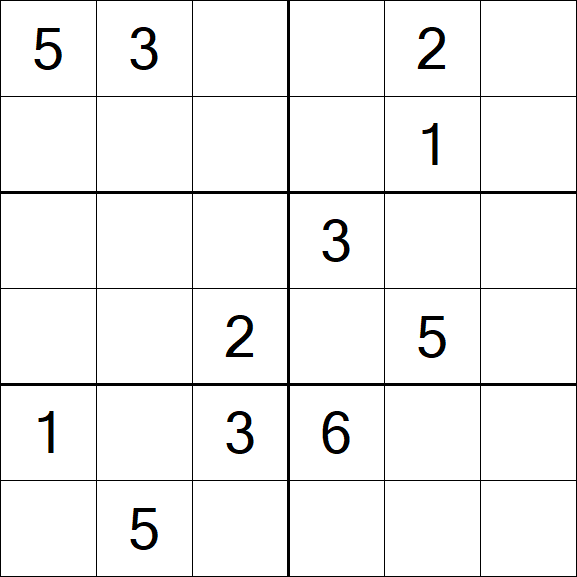 Sudoku 6x6 - Mittel