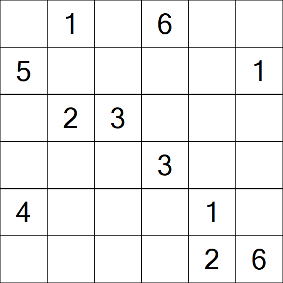 Sudoku 6x6 - Mittel