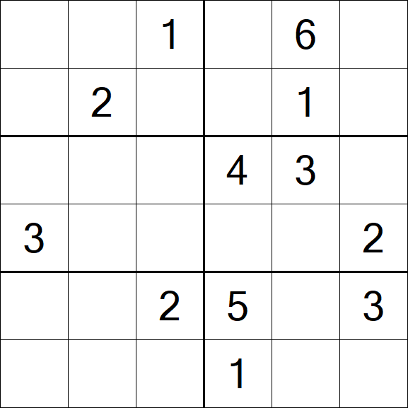 Sudoku 6x6 - Mittel