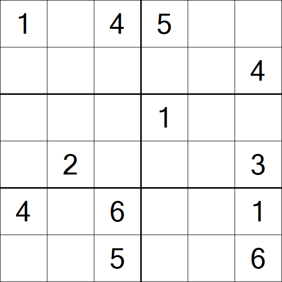 Sudoku 6x6 - Mittel