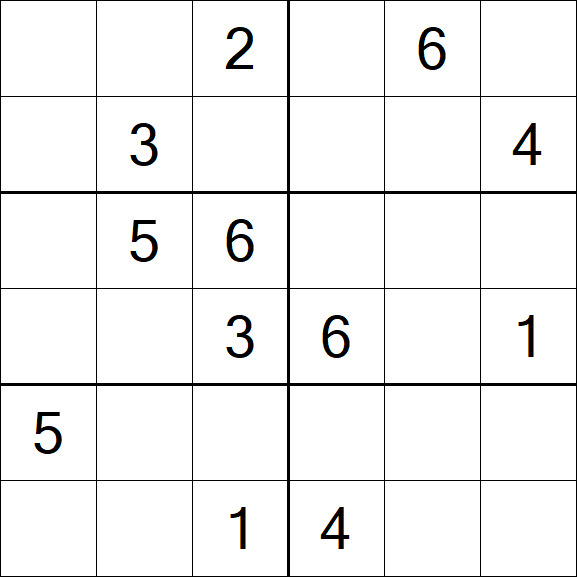 Sudoku 6x6 - Mittel