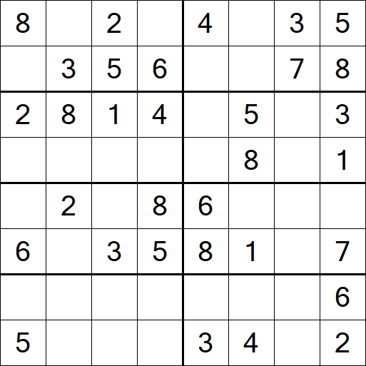 Sudoku 8x8 - Simple