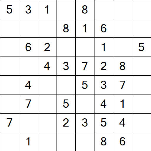 Sudoku 8x8 - Simple