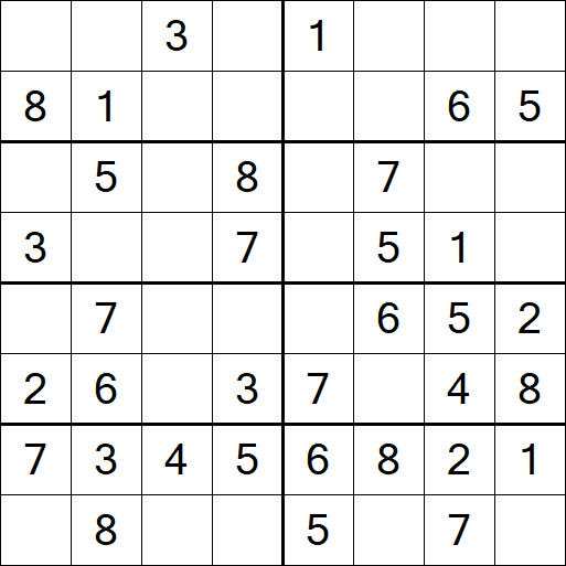 Sudoku 8x8 - Einfach