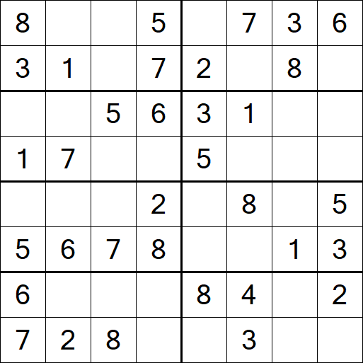 Sudoku 8x8 - Einfach