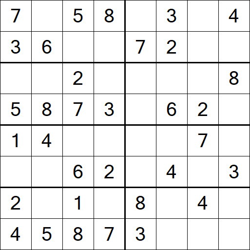 Sudoku 8x8 - Einfach
