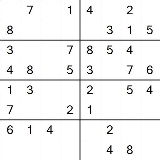 Sudoku 8x8 - Einfach