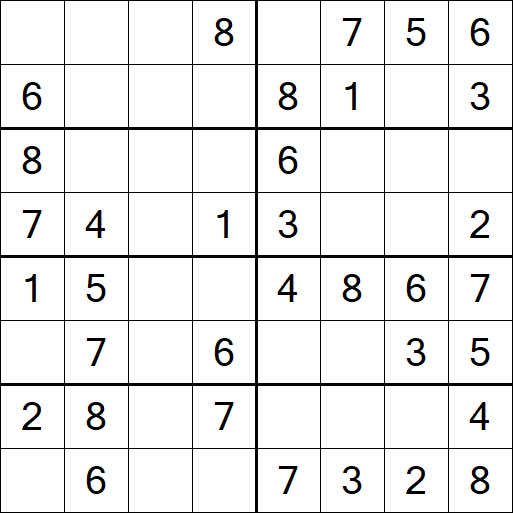 Sudoku 8x8 - Einfach