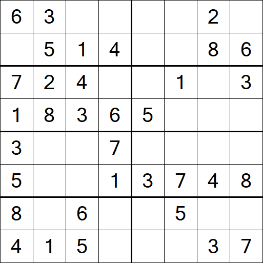 Sudoku 8x8 - Einfach