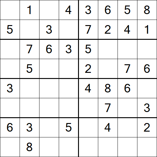 Sudoku 8x8 - Einfach