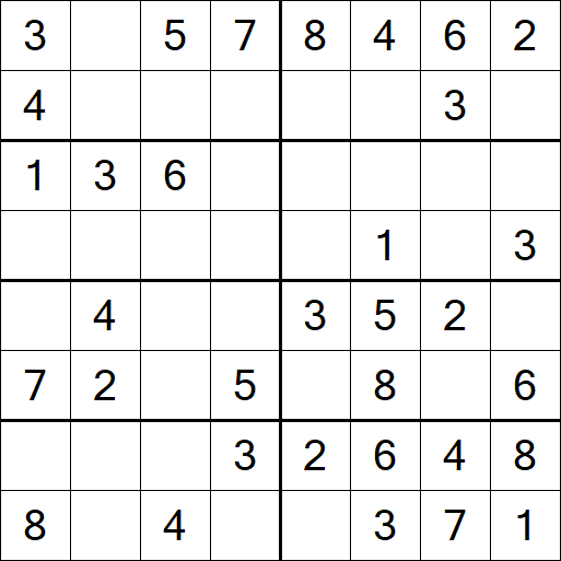 Sudoku 8x8 - Einfach