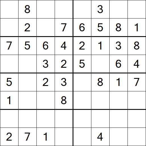 Sudoku 8x8 - Easy