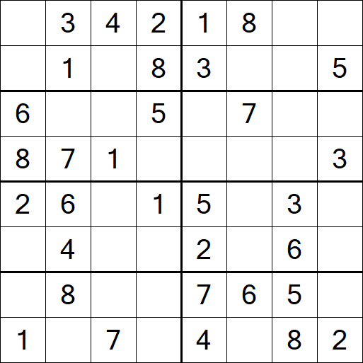 Sudoku 8x8 - Einfach
