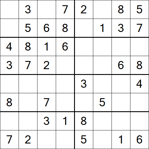 Sudoku 8x8 - Einfach