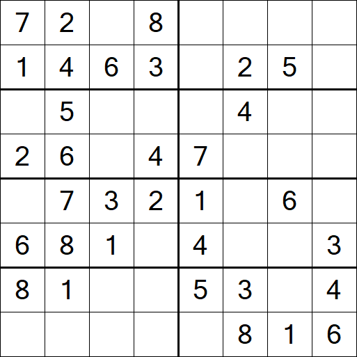 Sudoku 8x8 - Einfach
