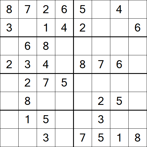 Sudoku 8x8 - Einfach