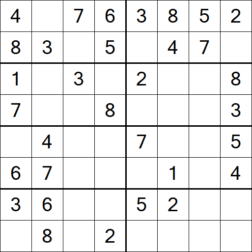 Sudoku 8x8 - Einfach