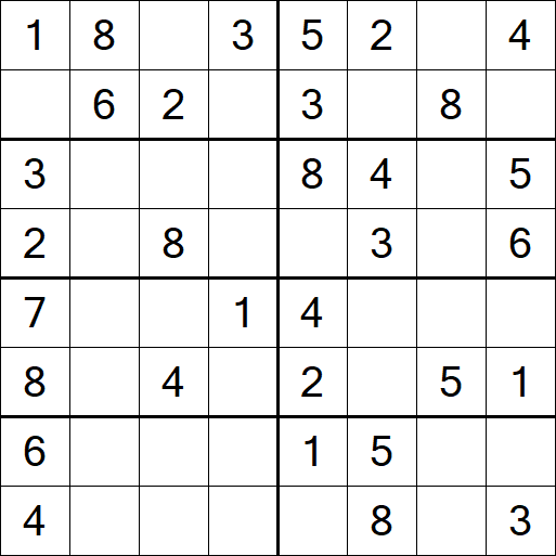 Sudoku 8x8 - Einfach
