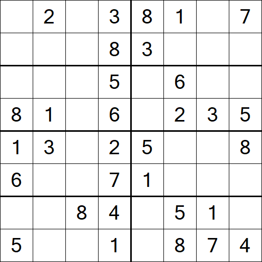 Sudoku 8x8 - Einfach