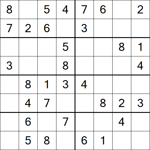 Sudoku 8x8 - Einfach