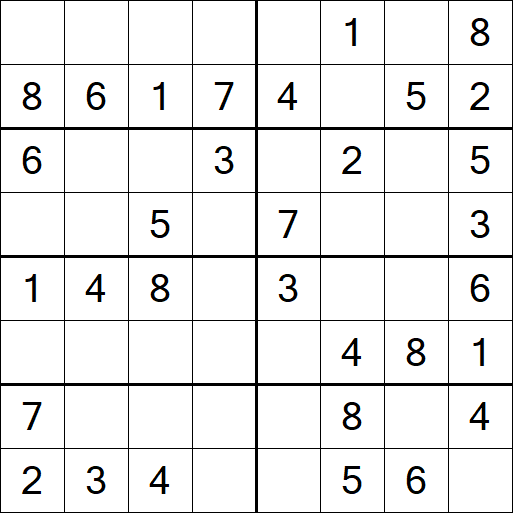 Sudoku 8x8 - Einfach