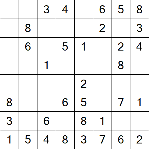 Sudoku 8x8 - Einfach