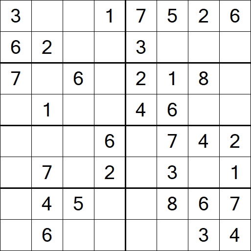 Sudoku 8x8 - Einfach