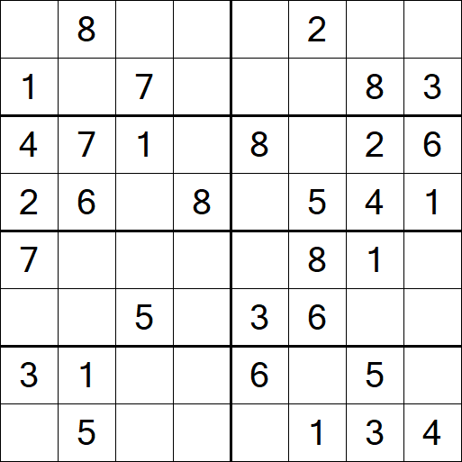 Sudoku 8x8 - Einfach
