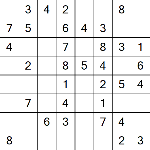 Sudoku 8x8 - Einfach