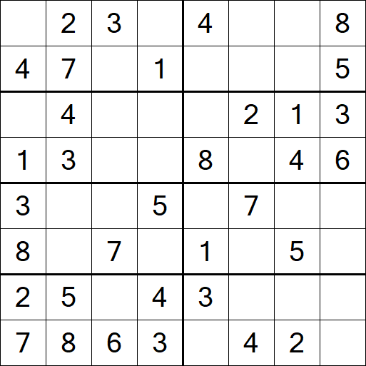 Sudoku 8x8 - Einfach