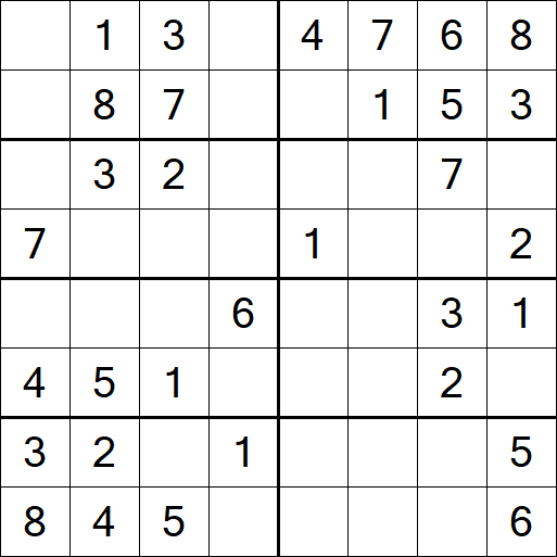 Sudoku 8x8 - Einfach