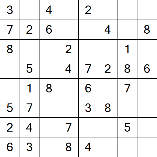 Sudoku 8x8 - Einfach