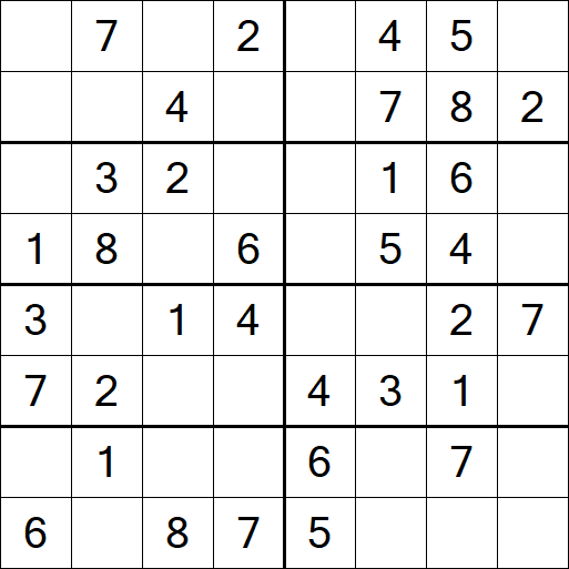 Sudoku 8x8 - Einfach