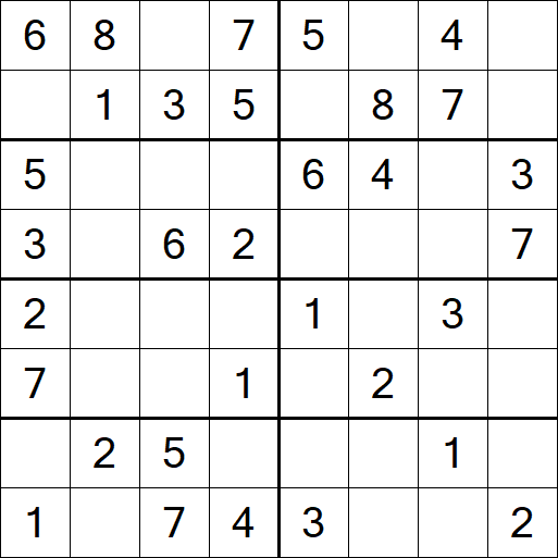 Sudoku 8x8 - Einfach