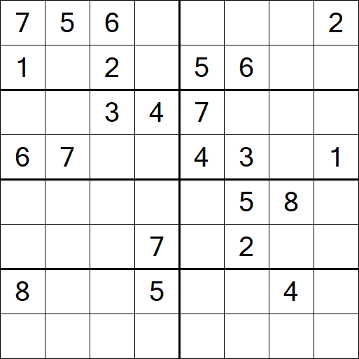 Sudoku 8x8 - Hard