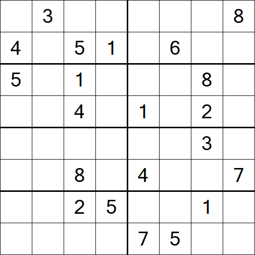 Sudoku 8x8 - Difficile